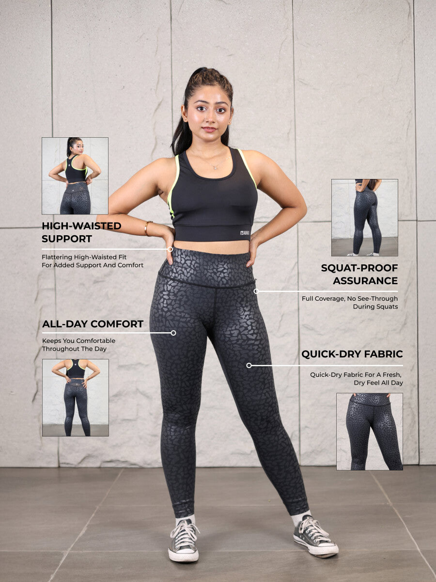 Cobra Black Abstract Leggings – Bold Design, Ultra Stretch, All-Day Comfort