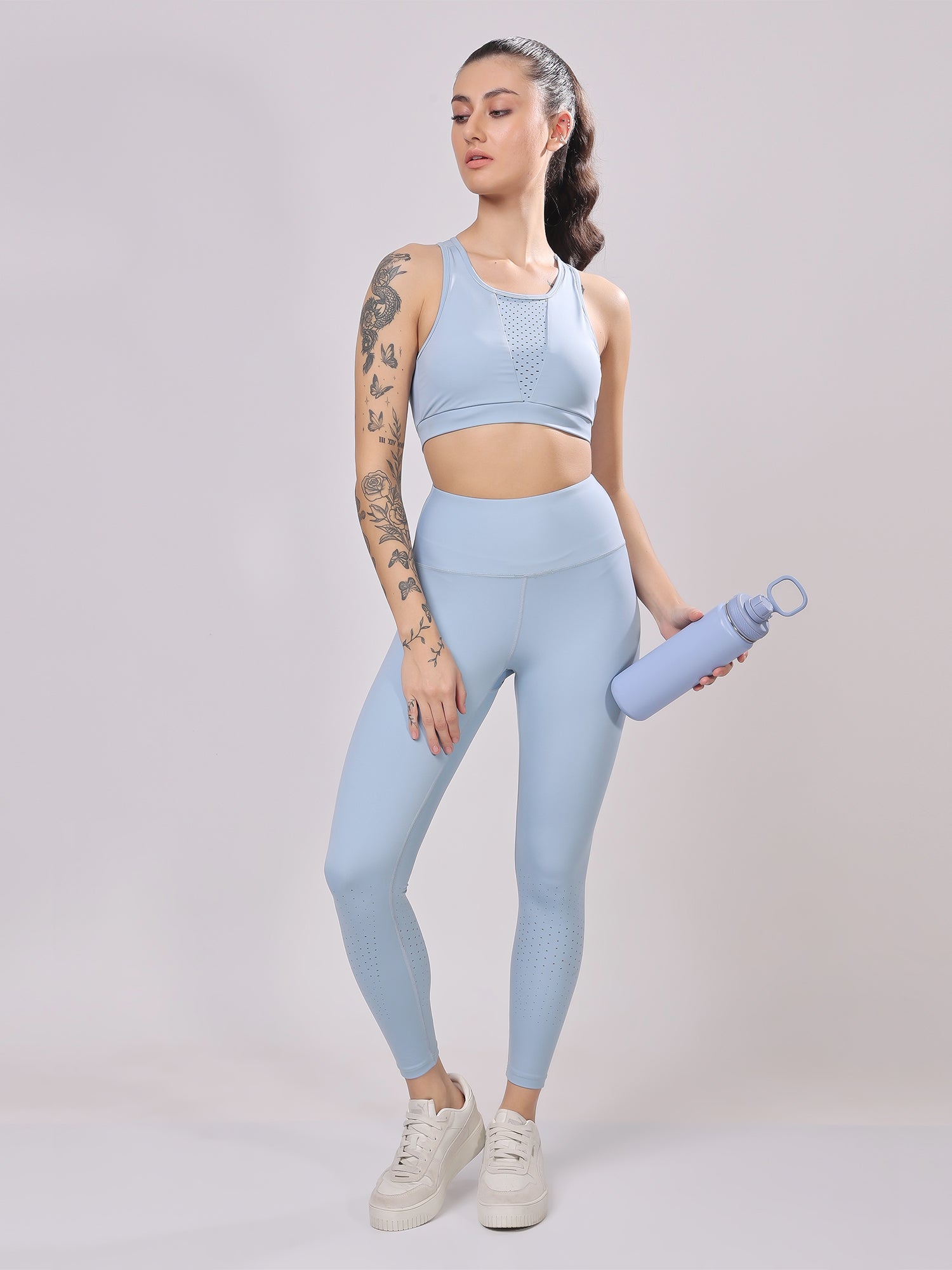 Laser Sapphire Blue Leggings – Rich Shade, Ultra Comfort, Sweat Wicking
