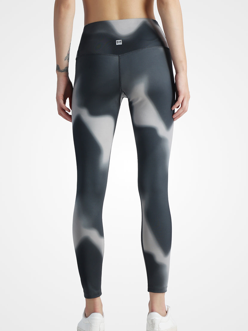 Grey Printed Essential Leggings – Sweat Wicking, Ultra Soft, Stretchable