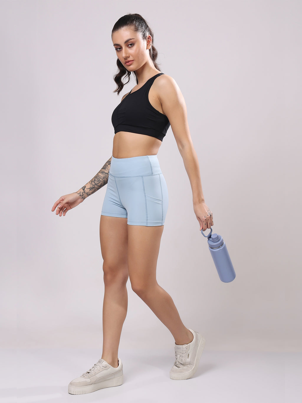 Arctic Blue Booty Shorts – Squat Proof, Active Fit, Cool Look