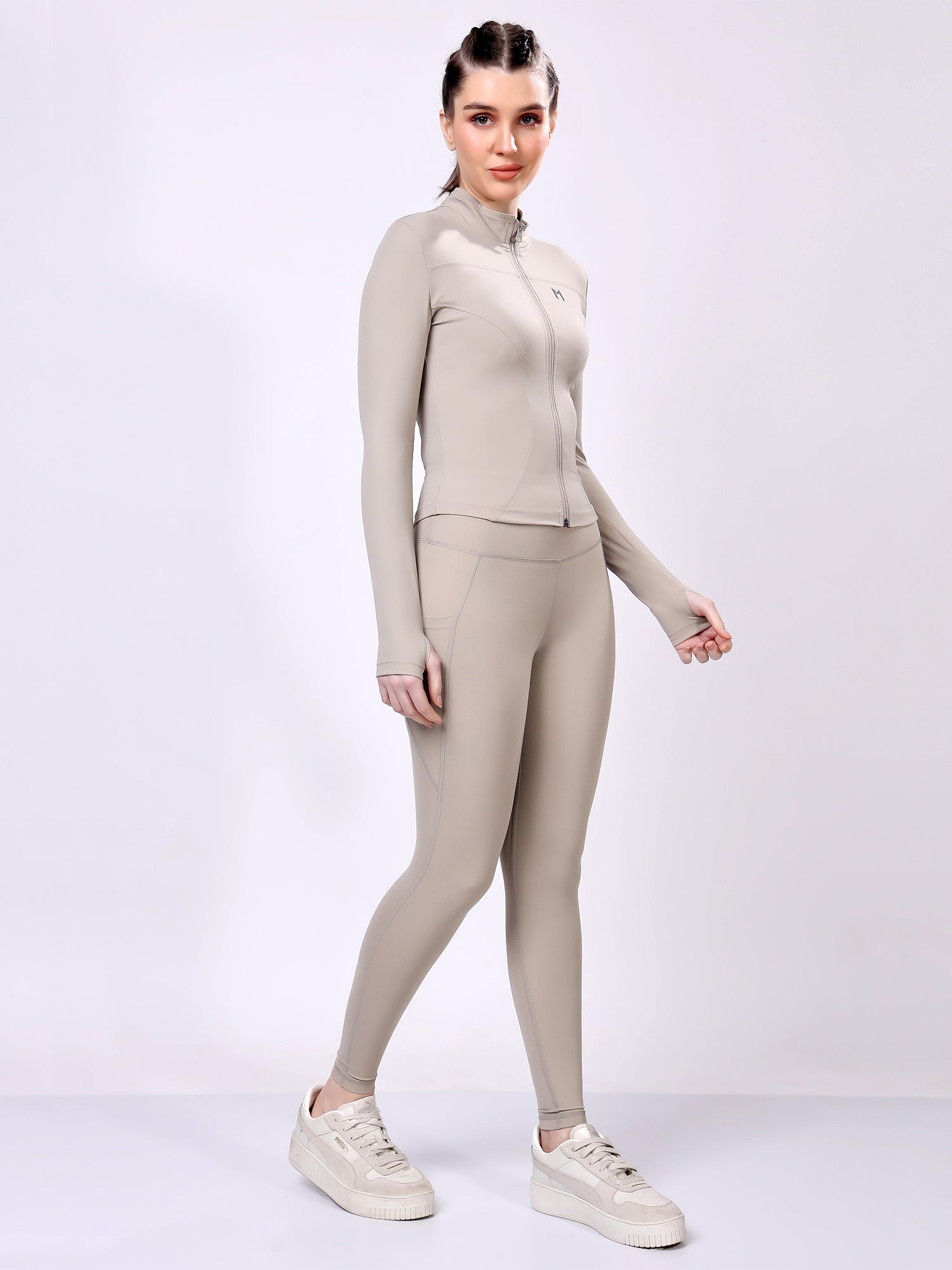 Power Pair Sandstone Co-Ord Set – Stretchable, Modern Fit, Supportive Waistband