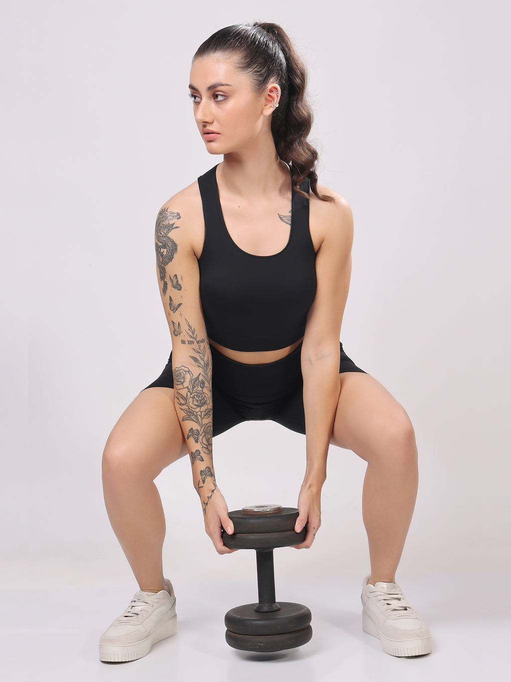 FitFushion Black Short Co-ord Set – Breathable Design, Stylish Look, Comfortable Fit