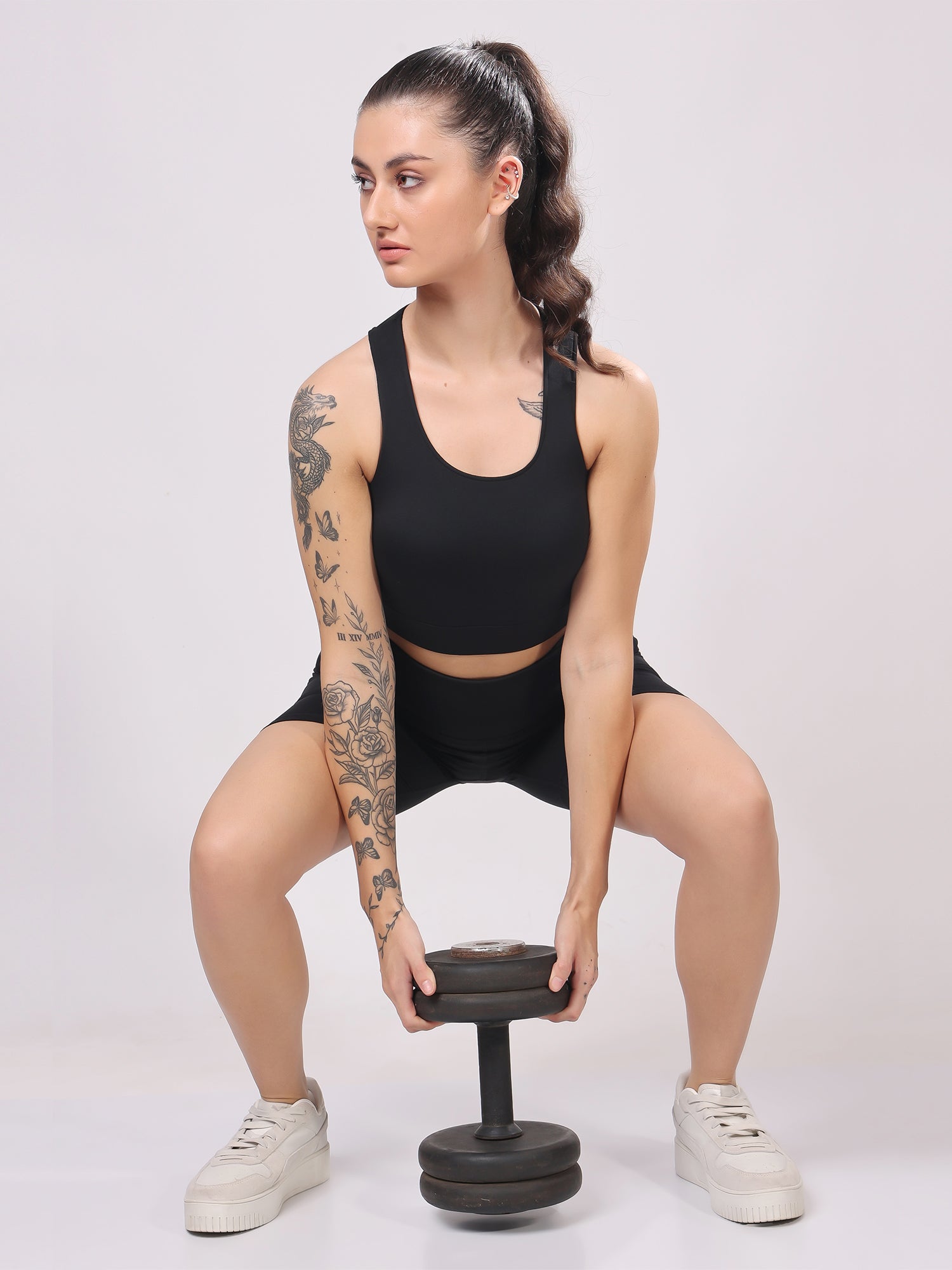 FitFushion Black Short Co-ord Set – Breathable Design, Stylish Look, Comfortable Fit