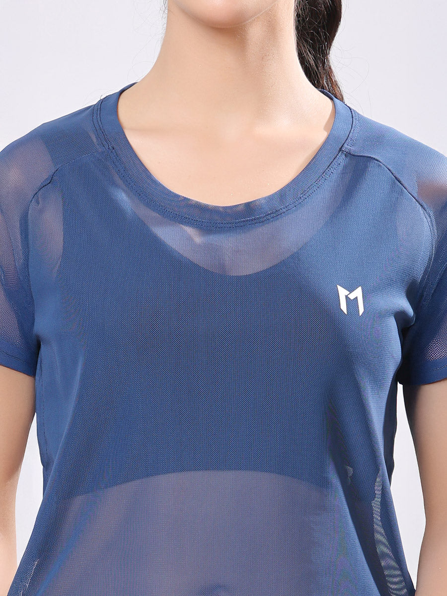 Air Force Blue Mesh Tee – Soft Feel, Stretchy Fit, Breathable Design