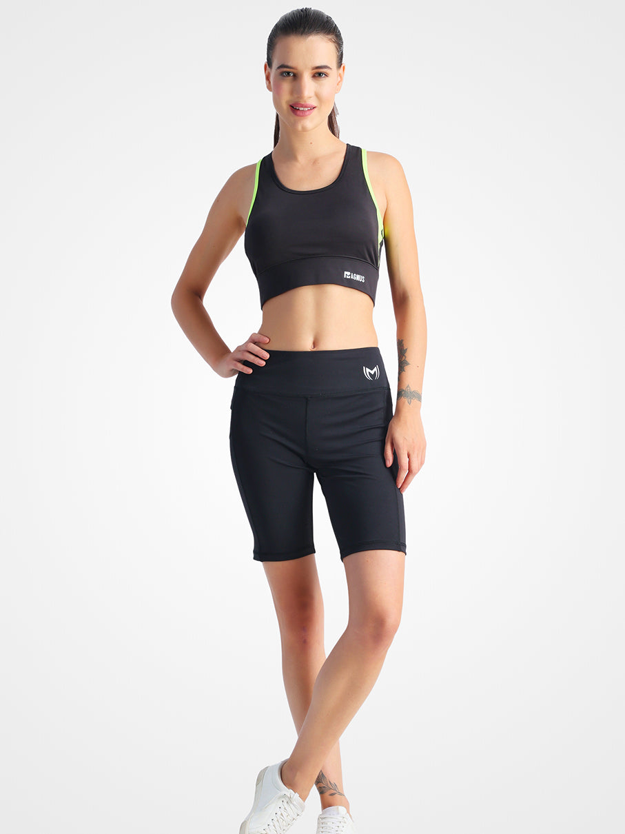 Jet Black Short Co-Ord Set – Flexible Stretch, High-Waisted Fit, Ultimate Comfort
