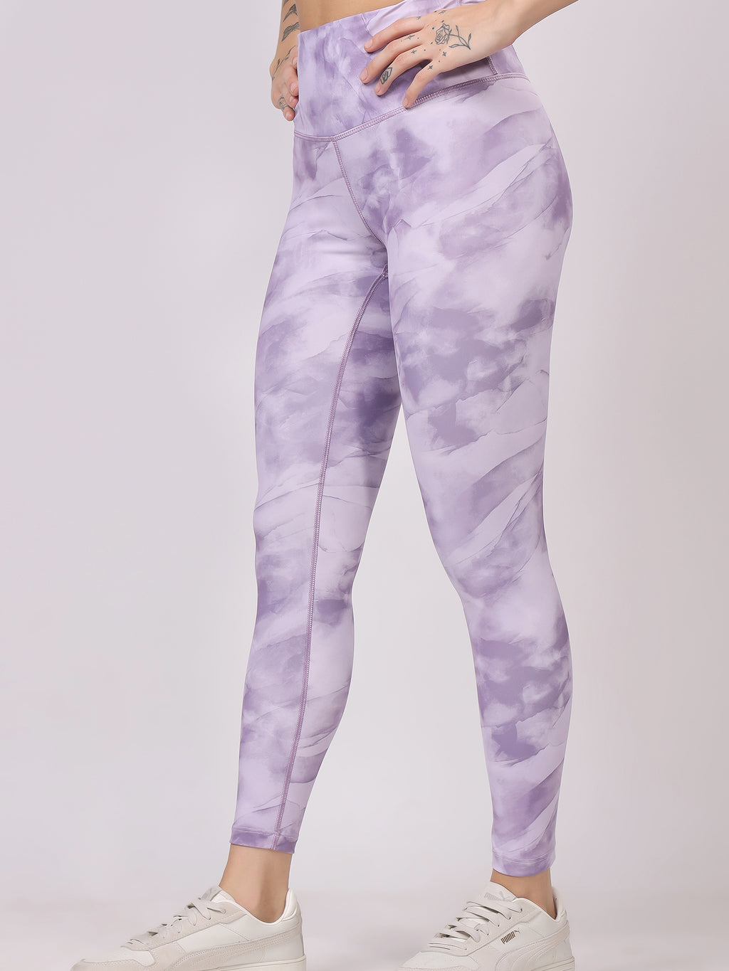 Printed Lavender Leggings – Unique Print, Ultra Soft, High Waist Fit