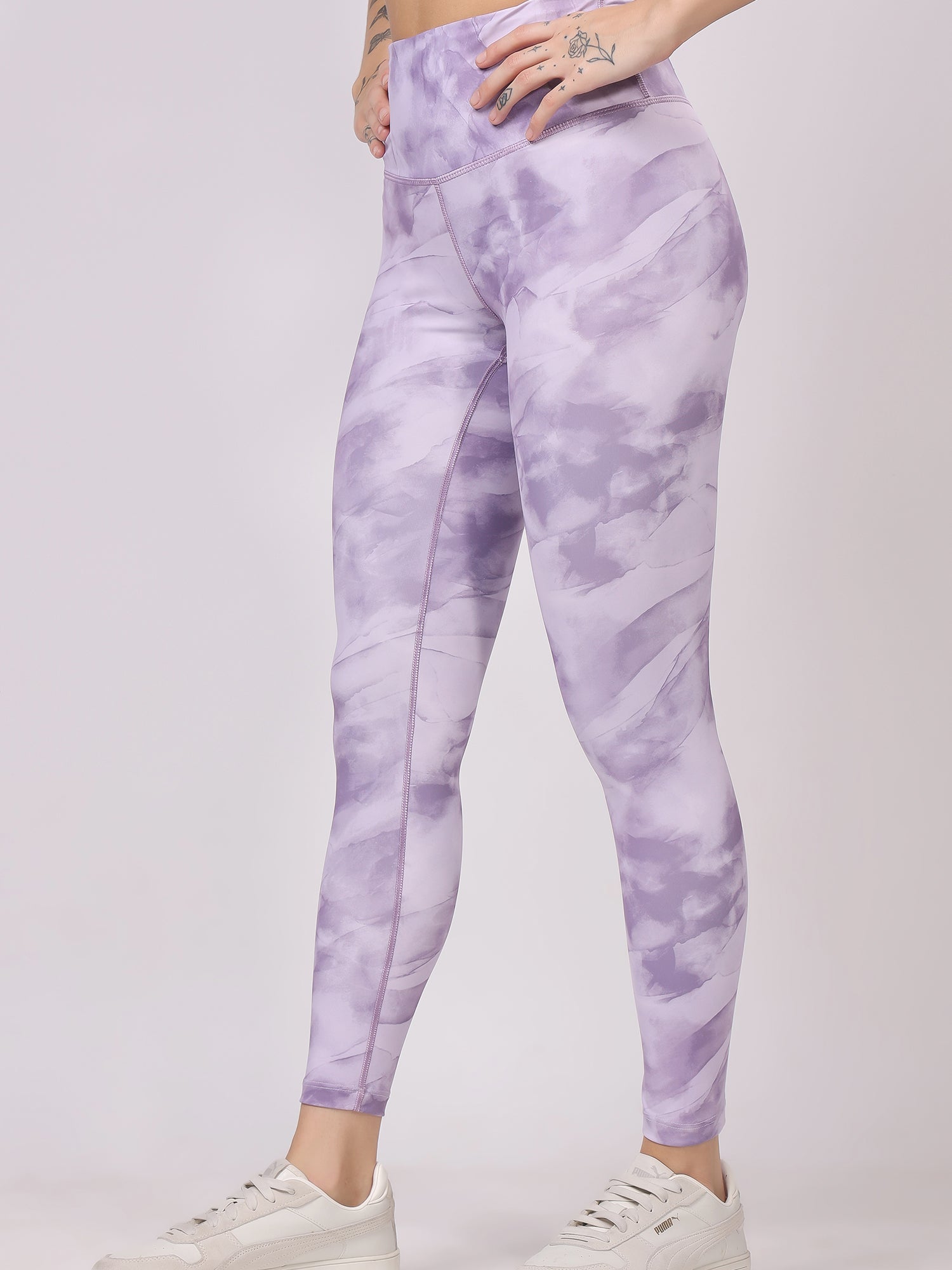 Printed Lavender Leggings – Unique Print, Ultra Soft, High Waist Fit