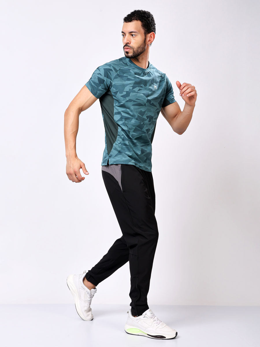 Men’s Teal Printed T-Shirt – Quick-Dry, Ultra-Soft, Effortless Fit