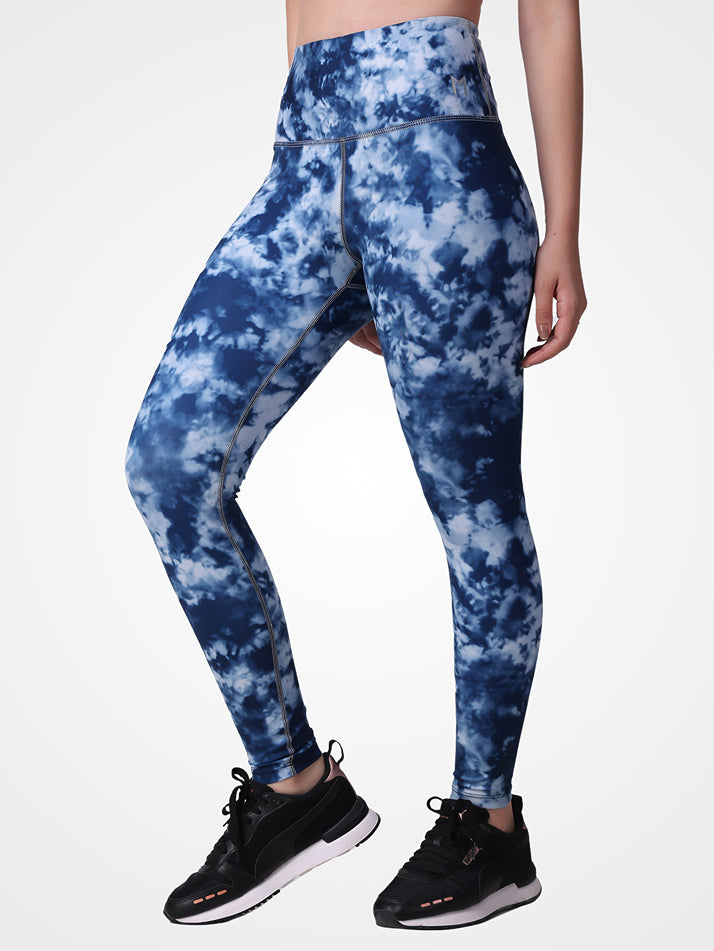 Blue Abstract Leggings – Modern Print, Sweat Proof, Prefect Stretch