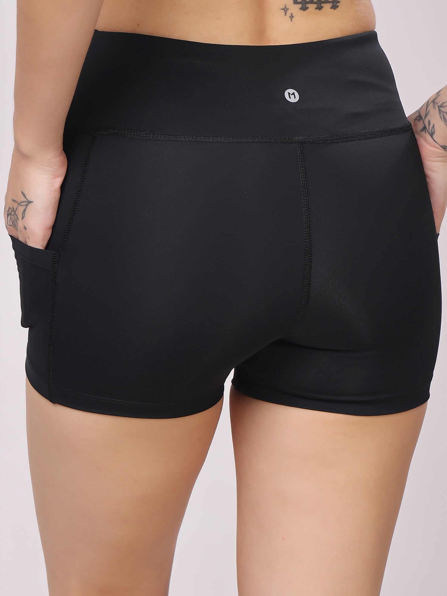 Plain Black Booty Shorts – Classic Fit, High Waisted, Everyday Essential
