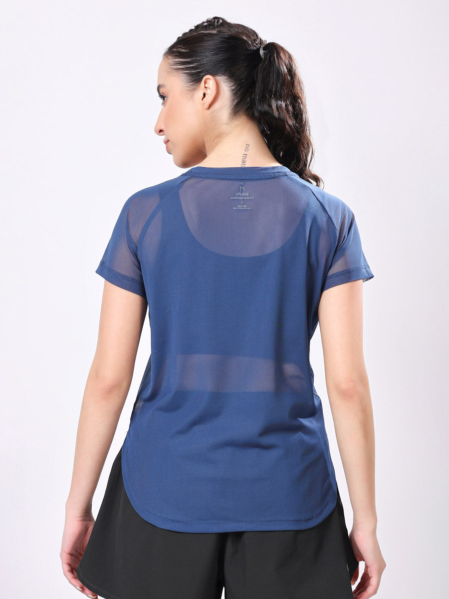 Air Force Blue Mesh Tee – Soft Feel, Stretchy Fit, Breathable Design
