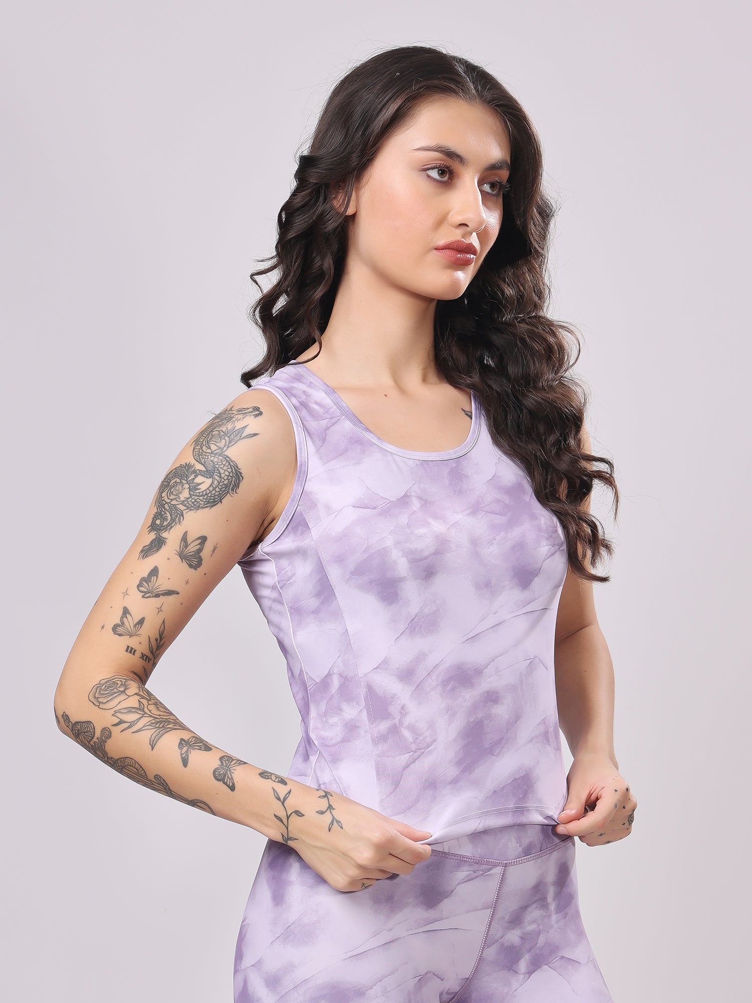 Premium Printed Lavender Crop Top