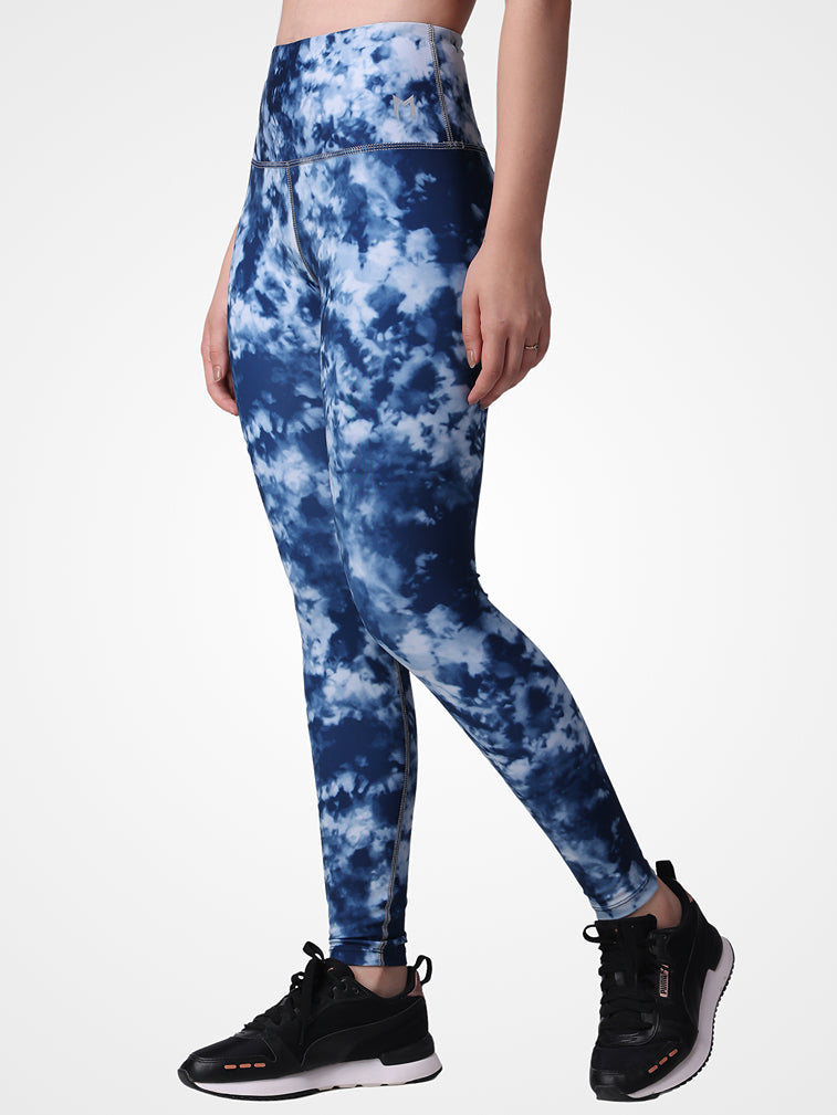 Blue Abstract Leggings – Modern Print, Sweat Proof, Prefect Stretch