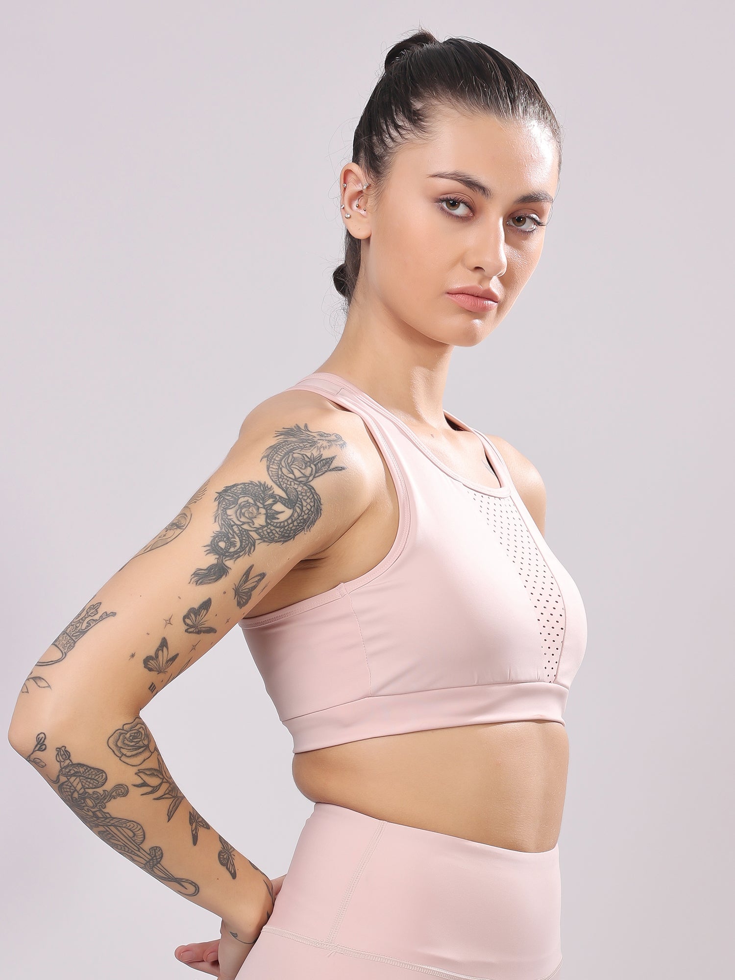 Premium Laser Nude Pink Co-Ord Set – Stretchable, Supportive Fit, All-Day Comfort