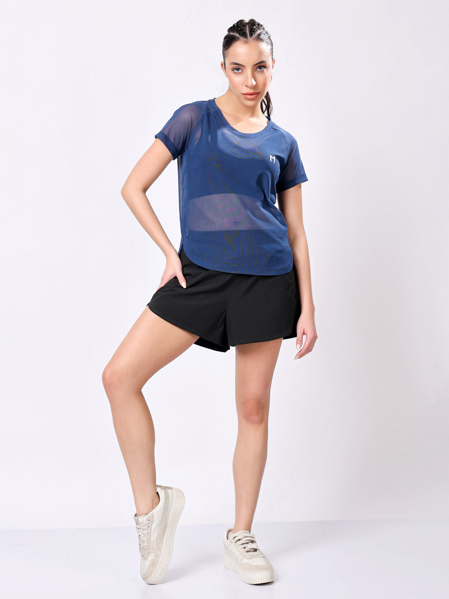 Air Force Blue Mesh Tee – Soft Feel, Stretchy Fit, Breathable Design