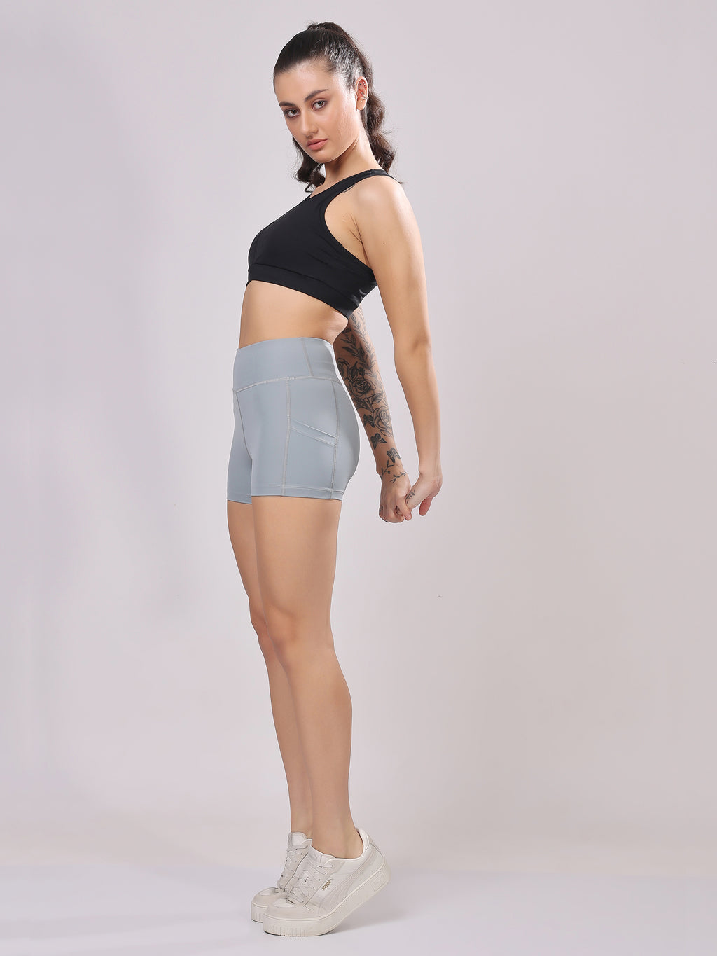 Light Grey Booty Shorts – Minimalist Style, Soft Fabric, All-Day Comfort