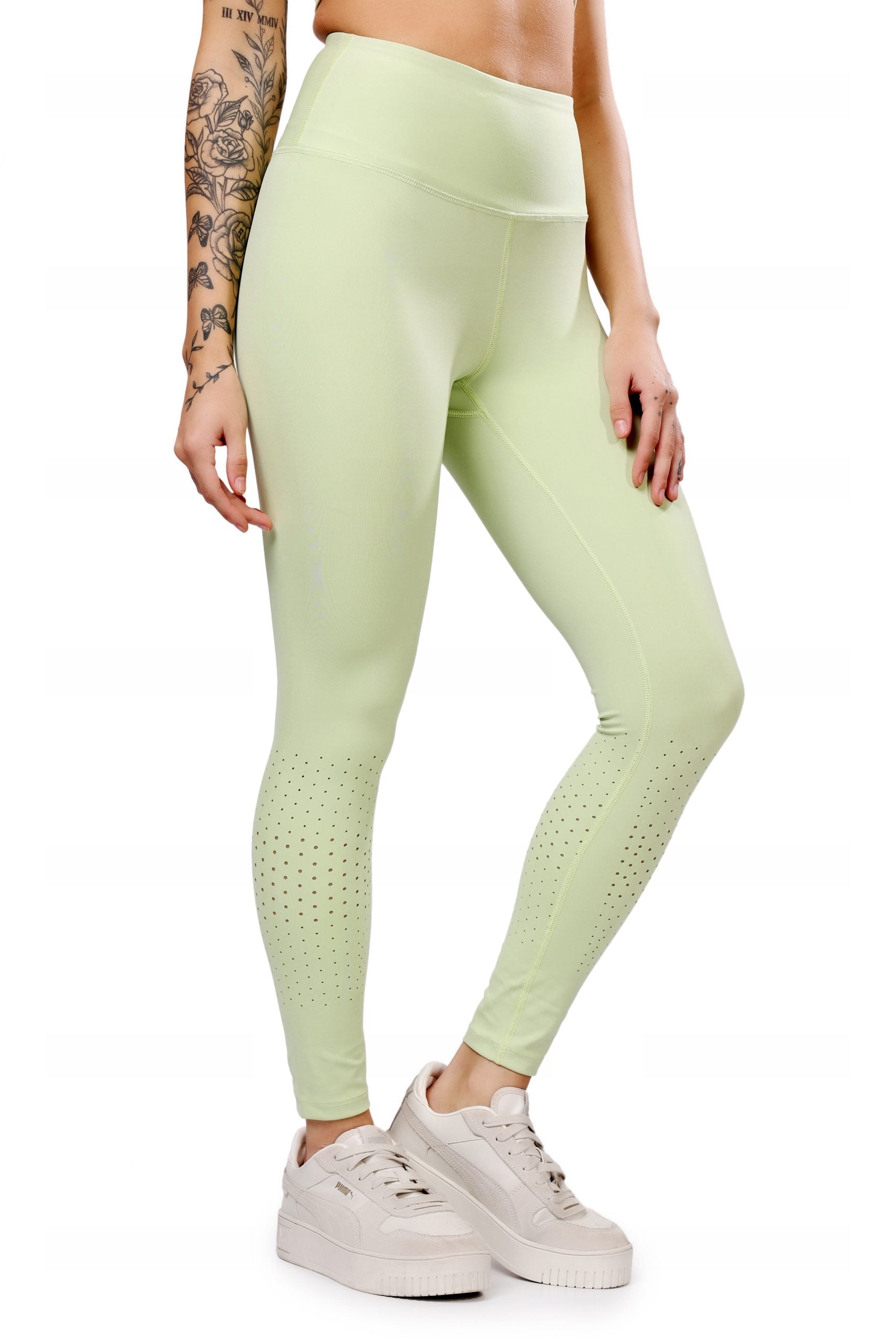 Laser Elaichi Green Leggings – Soft Stretch, Fresh Look, All-Day Comfort