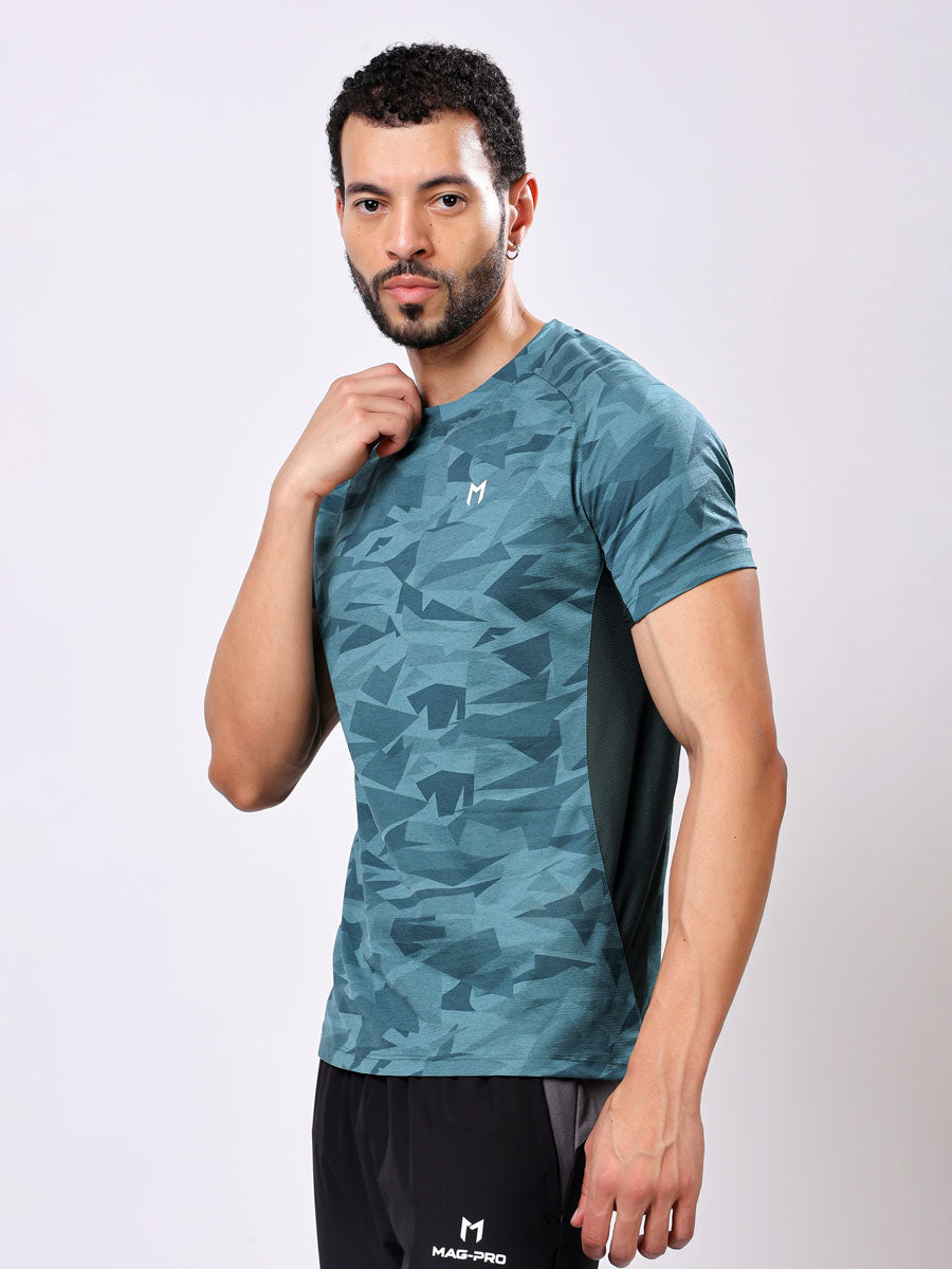 Men’s Teal Printed T-Shirt – Quick-Dry, Ultra-Soft, Effortless Fit