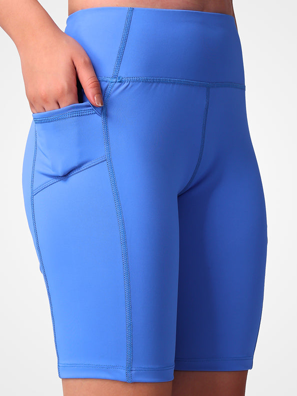 Electric Blue Cycling Shorts – Stretchable, Soft Fabric, Stylish Look