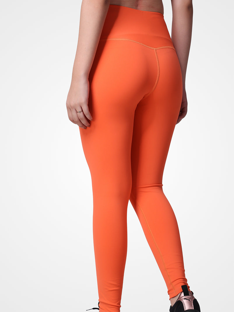 Orange Plain Leggings – Bold Color, Sweat Proof, Ultra Comfort