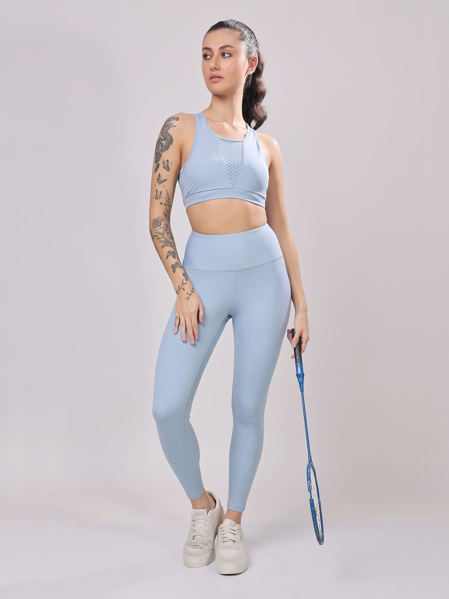 Laser Sapphire Blue Leggings – Rich Shade, Ultra Comfort, Sweat Wicking