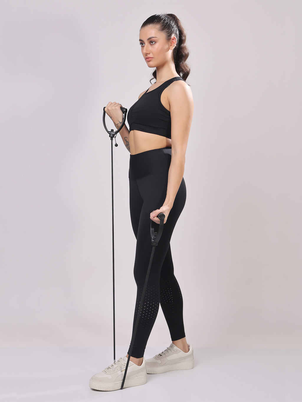 Premium Laser Black Co-Ord Set – Flexible, High-Waisted Fit, Comfortable