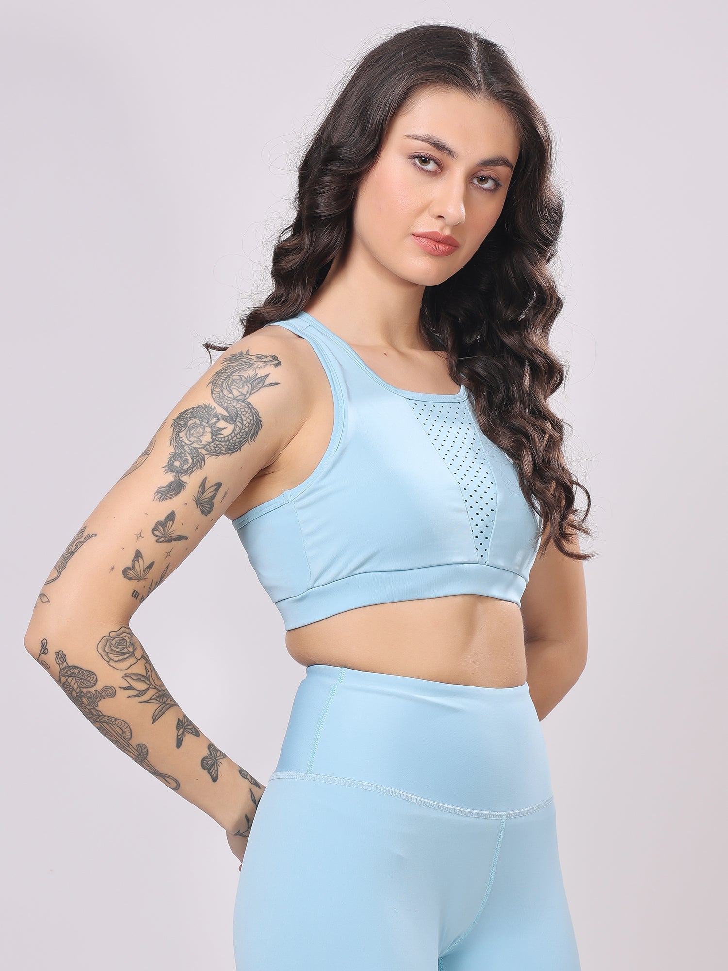 Premium Laser Sky Blue Co-Ord Set – Flexible Stretch, High-Waisted Fit, Ultimate Comfort
