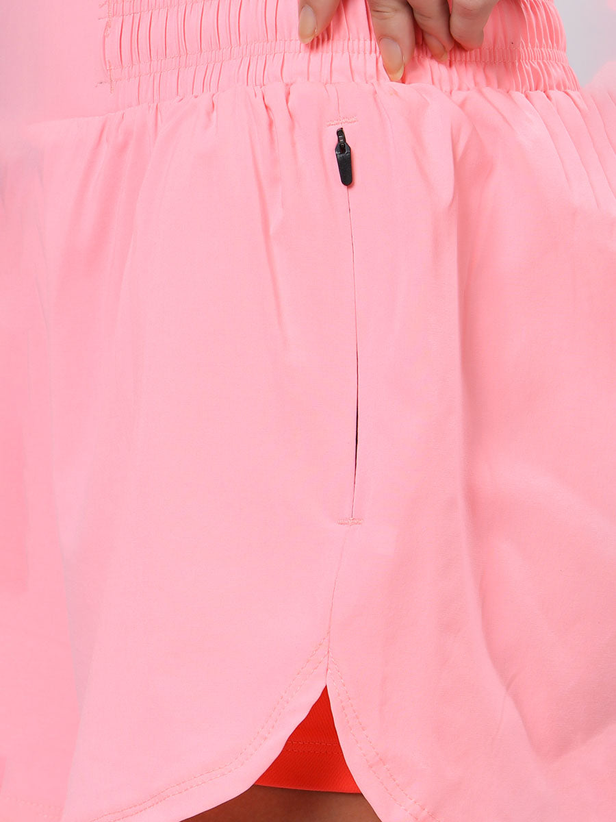 Pink Dual Shorts – Durable Fabric, Snug Fit, Bold Look