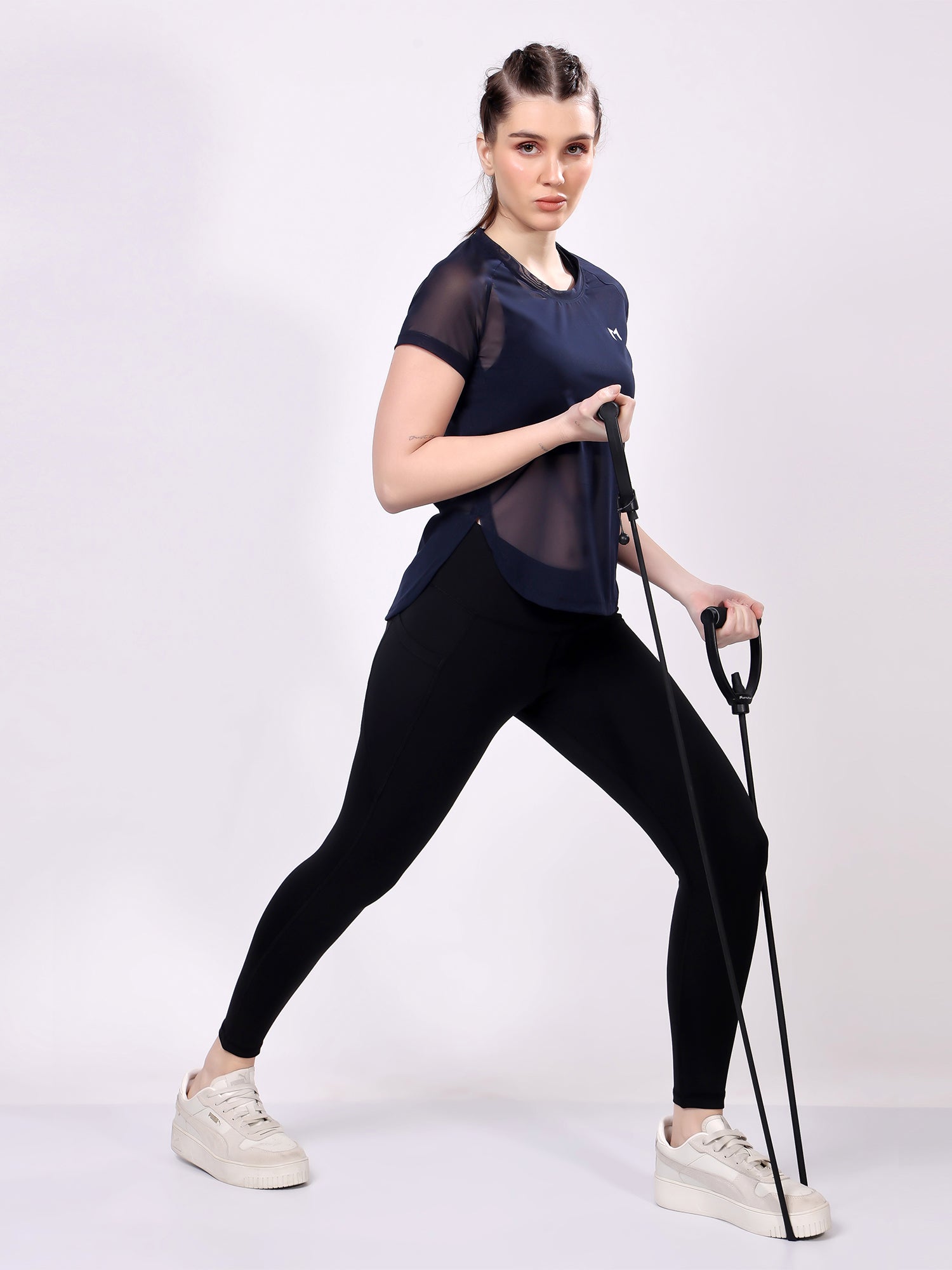 Navy Blue Full Mesh Tee – Flexible Fit, Breathable Mesh, Stylish Comfort