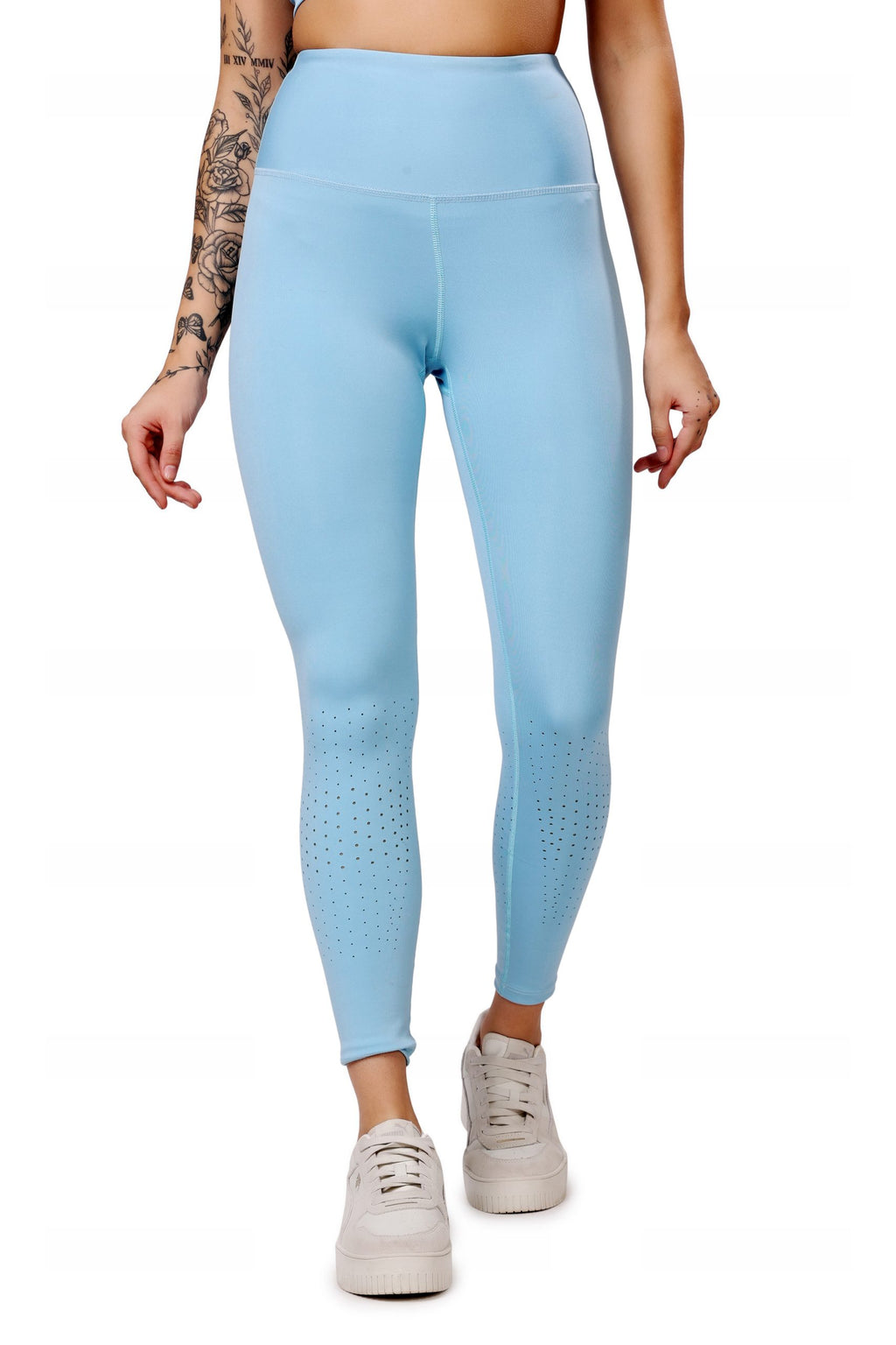Laser Sky Blue Leggings – Cool Tone, Sleek Fit, All-Day Flexibility