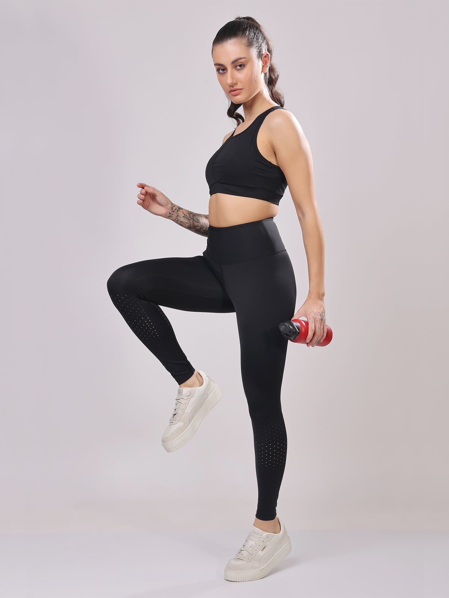 Premium Laser Black Co-Ord Set – Flexible, High-Waisted Fit, Comfortable