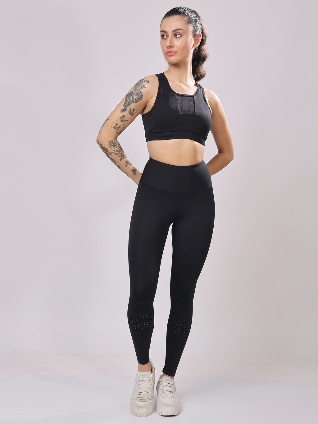 Premium Laser Black Co-Ord Set – Flexible, High-Waisted Fit, Comfortable
