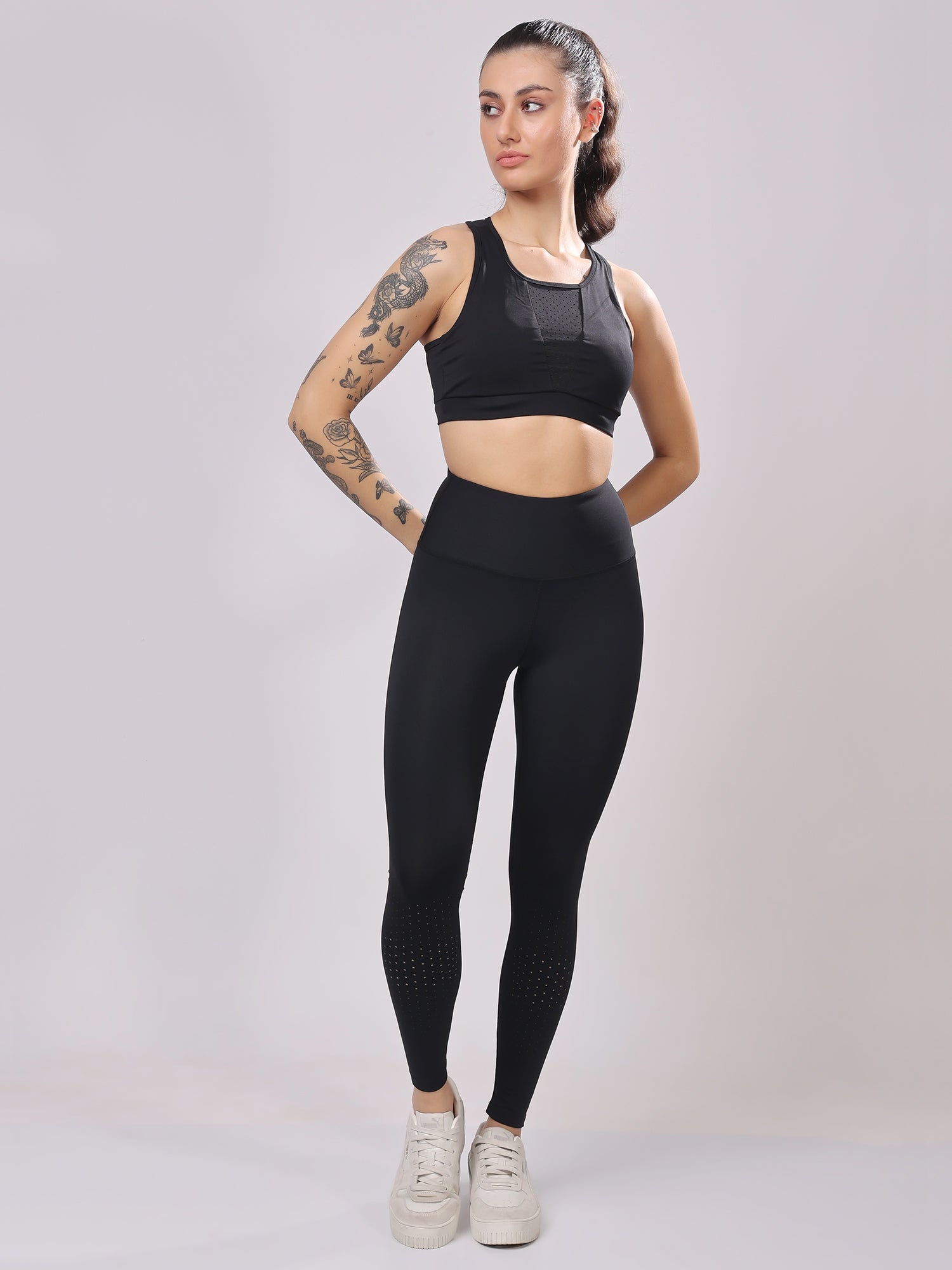 Premium Laser Black Co-Ord Set – Flexible, High-Waisted Fit, Comfortable