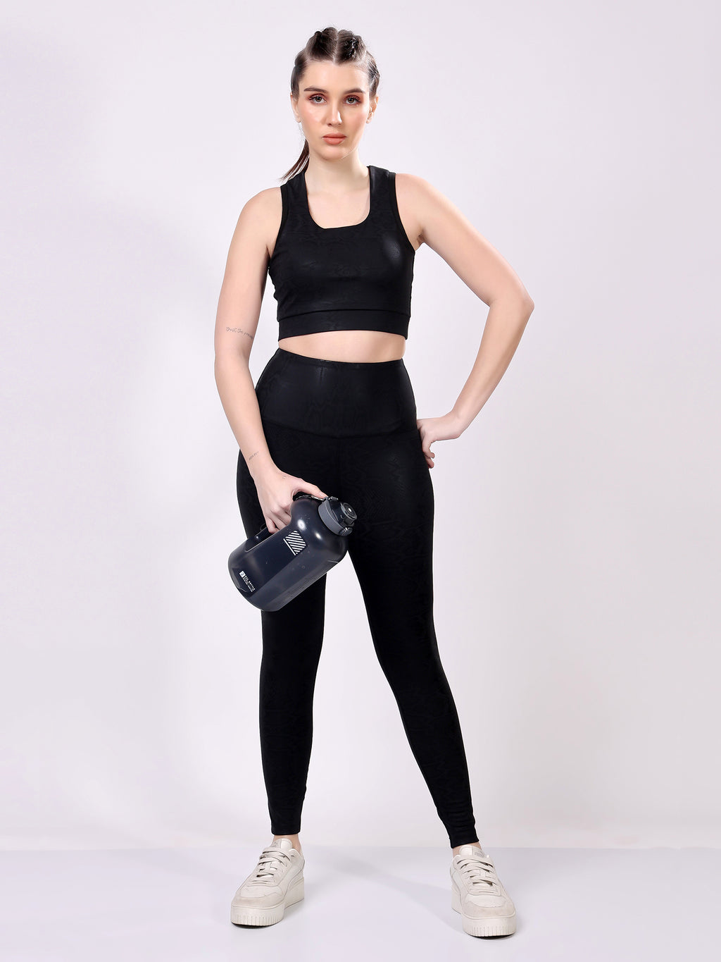Black Snake Skin Co-Ord Set – Stretchable, Stylish, Supportive Fit