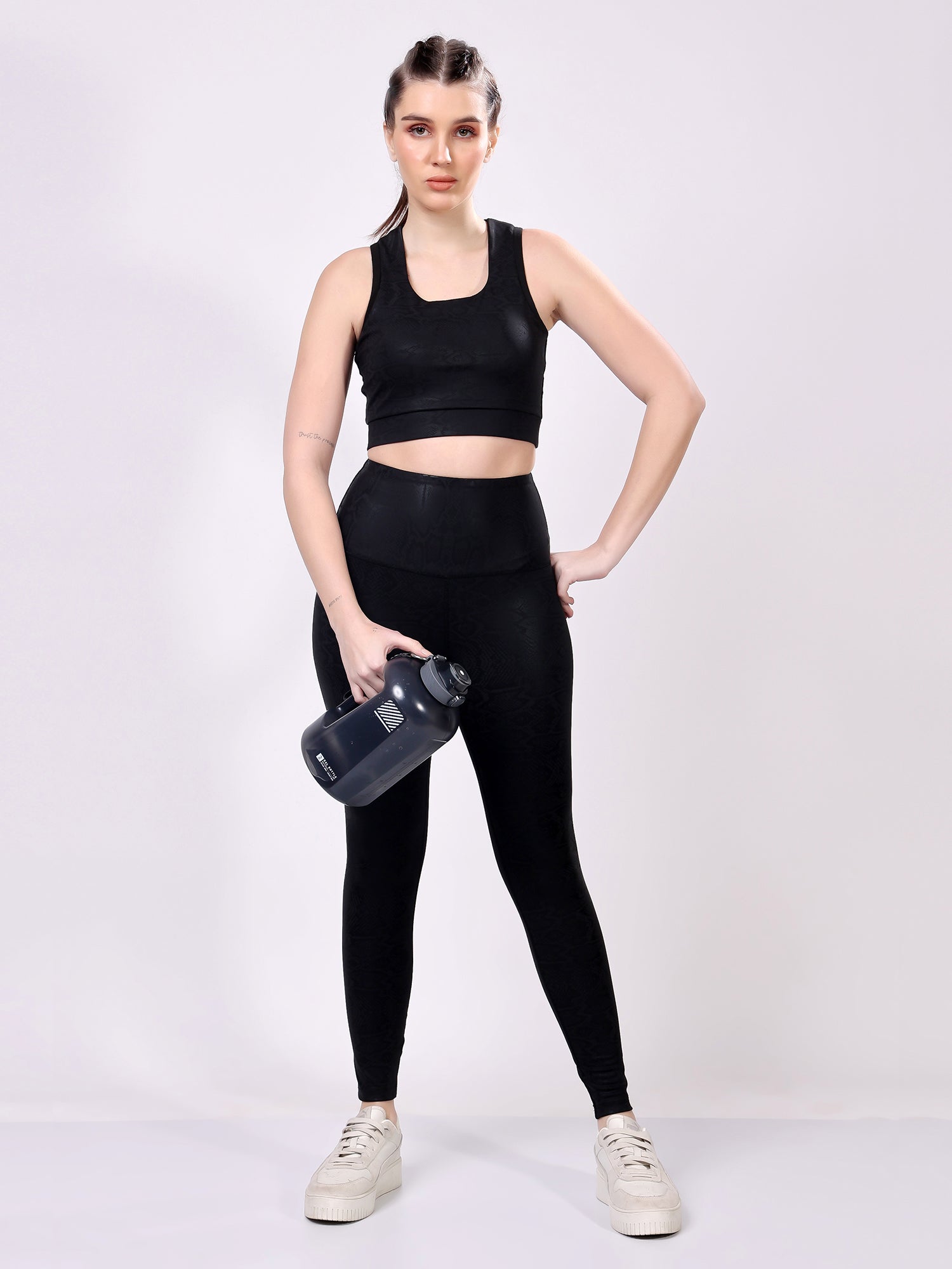 Black Snake Skin Co-Ord Set – Stretchable, Stylish, Supportive Fit