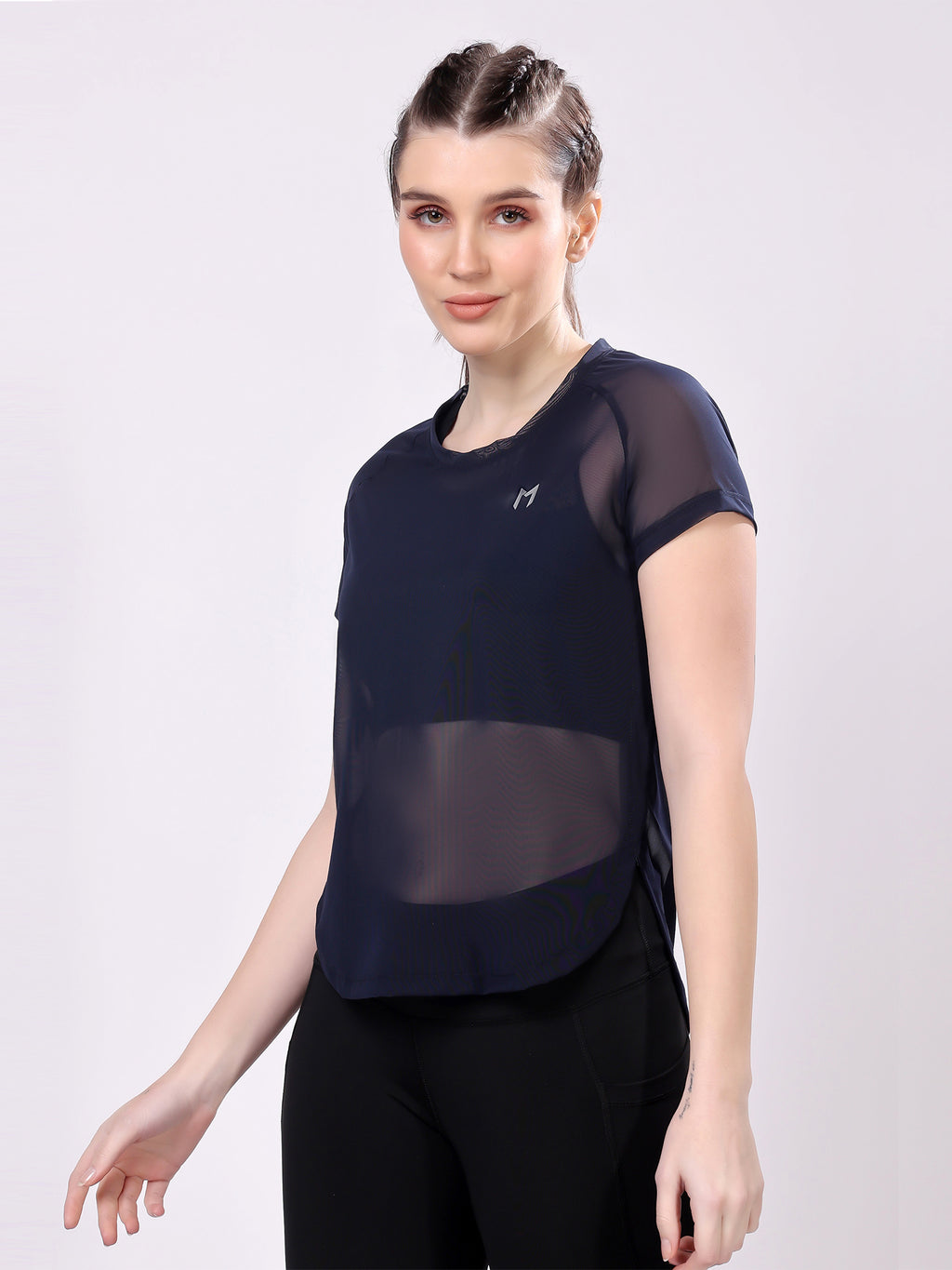 Navy Blue Full Mesh Tee – Flexible Fit, Breathable Mesh, Stylish Comfort