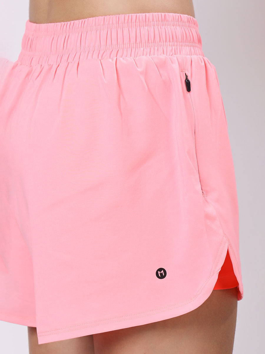 Pink Dual Shorts – Durable Fabric, Snug Fit, Bold Look