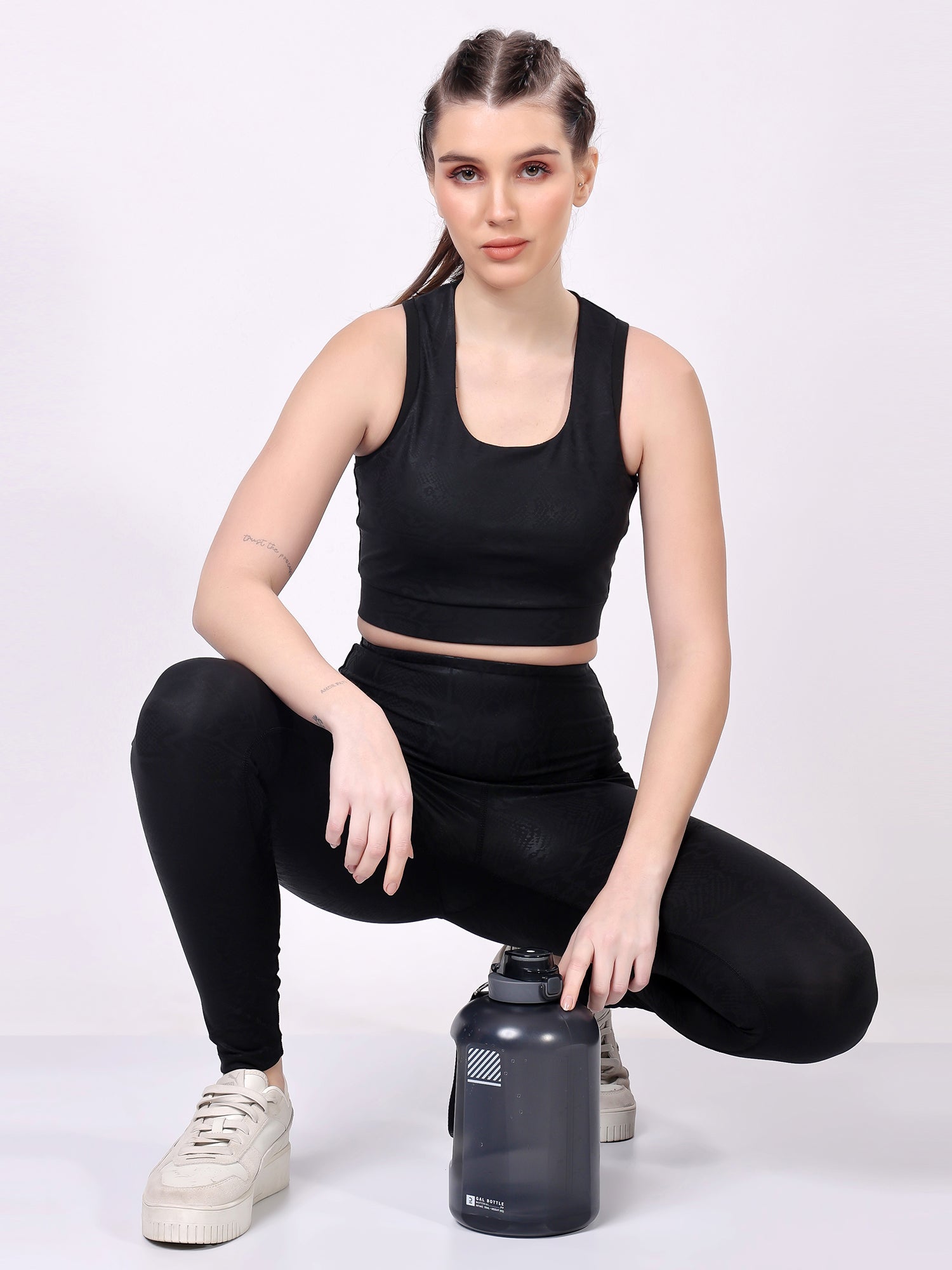 Black Snake Skin Co-Ord Set – Stretchable, Stylish, Supportive Fit