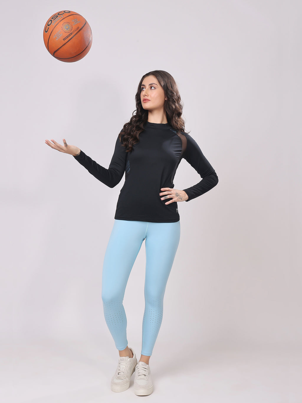 Black All for Glam Mesh Tee – Stylish Fit, Side Mesh Panels, All-Day Comfort