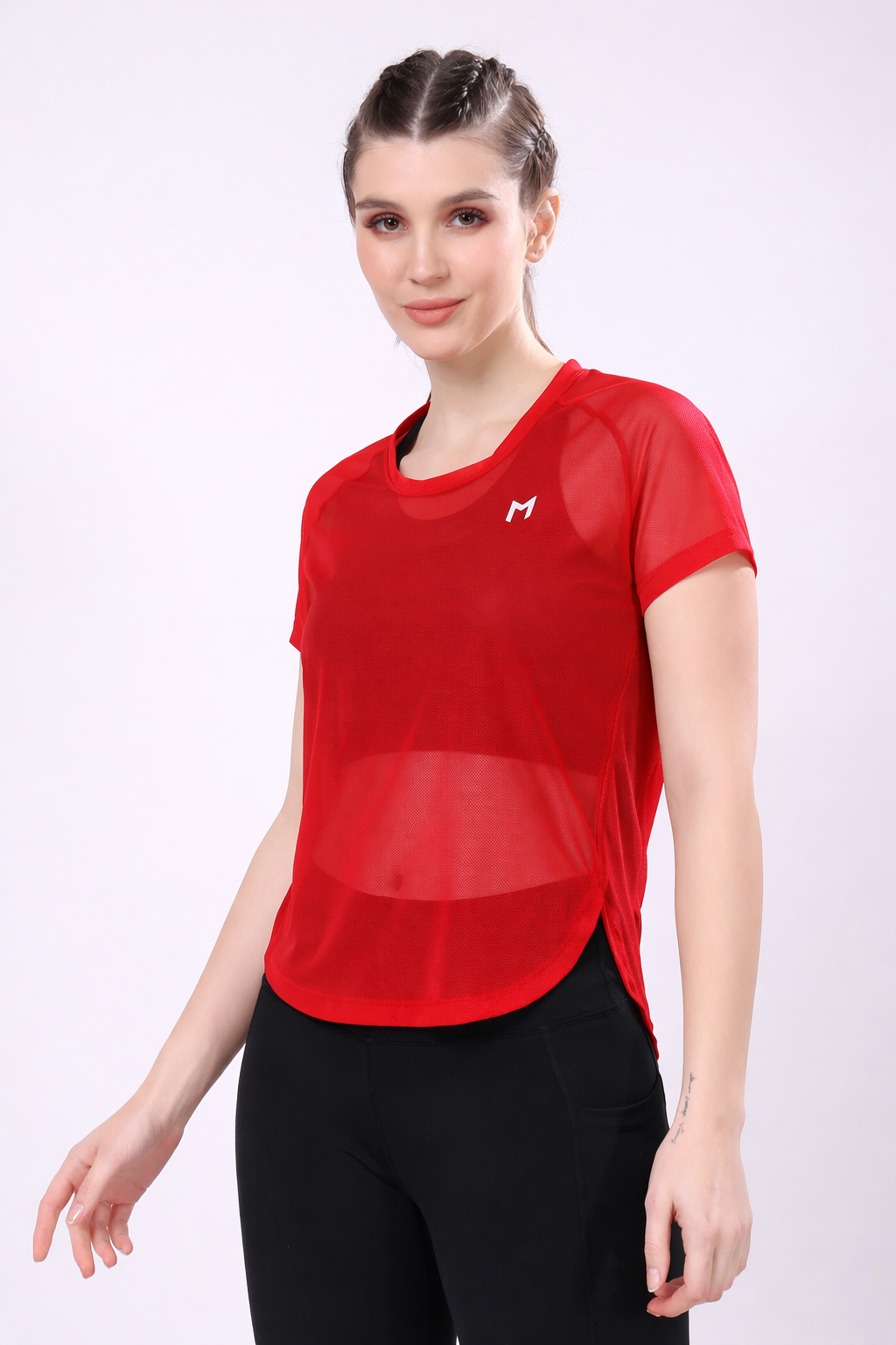 Red Mesh Top – Flexible Fit, Breathable Mesh, Stylish Comfort