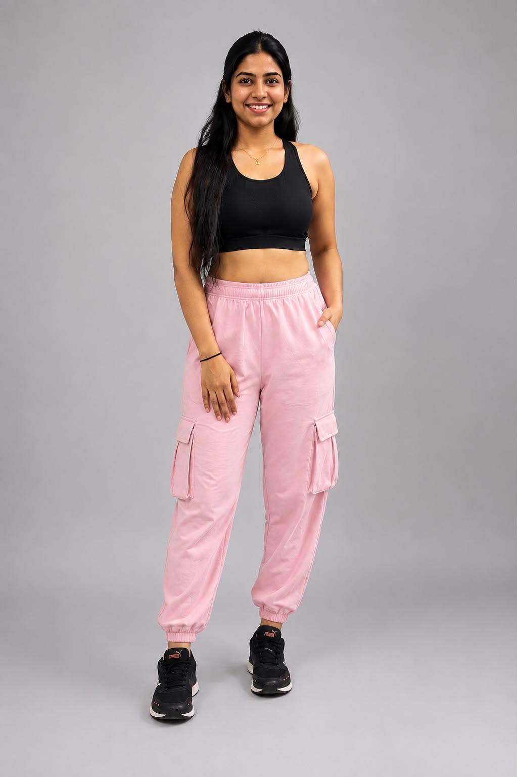 Women’s Soft Pink Cargo Joggers
