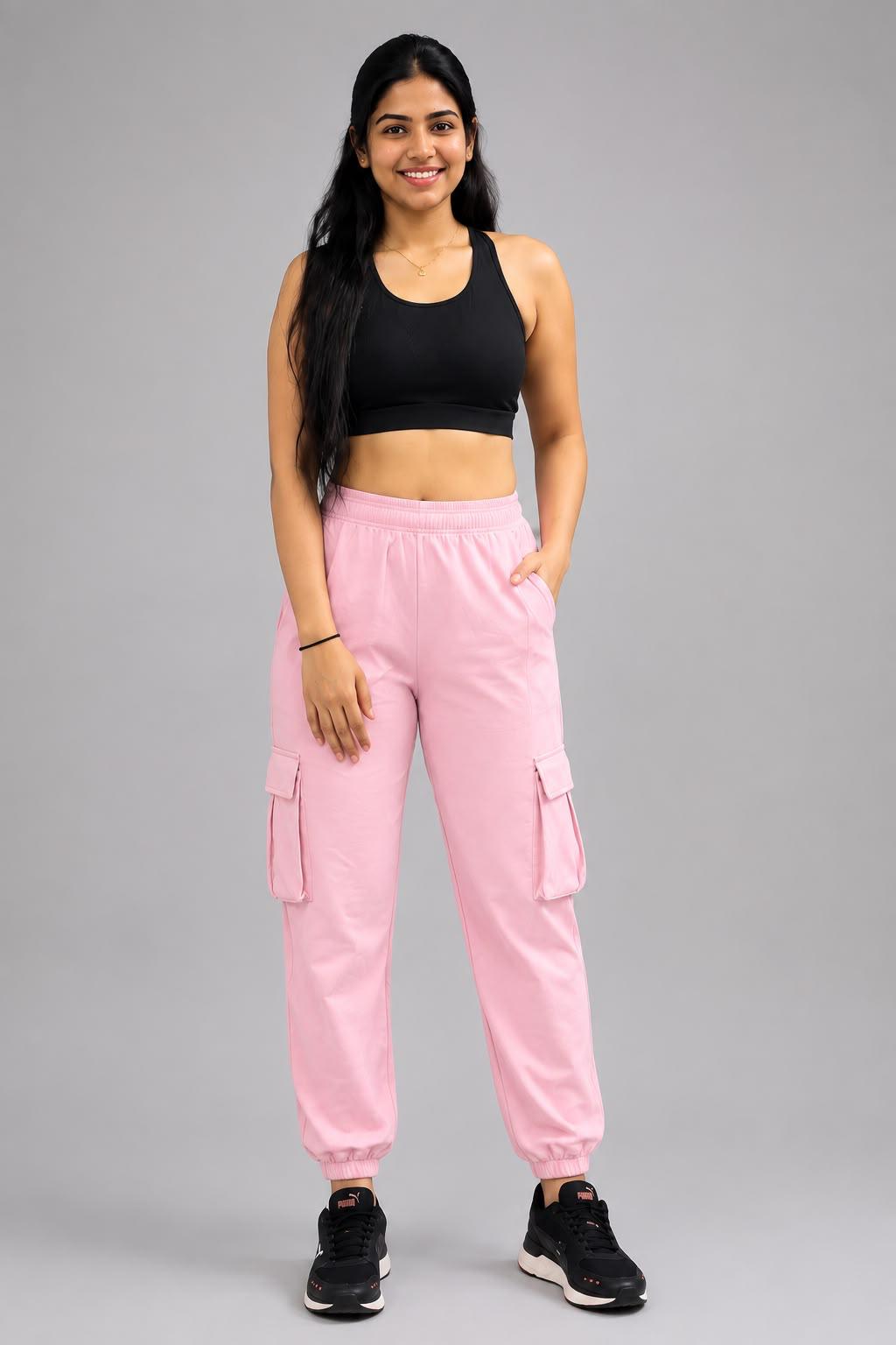 Women’s Soft Pink Cargo Joggers