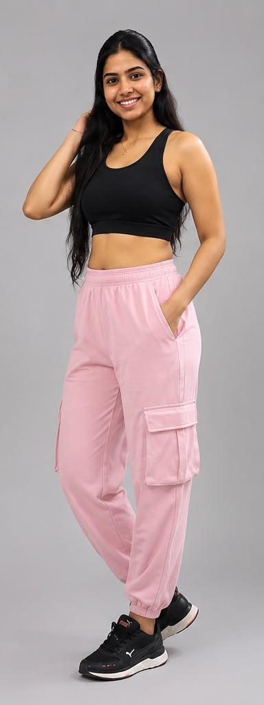 Women’s Soft Pink Cargo Joggers