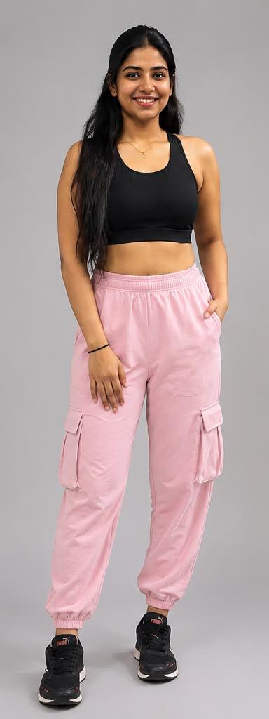 Women’s Soft Pink Cargo Joggers