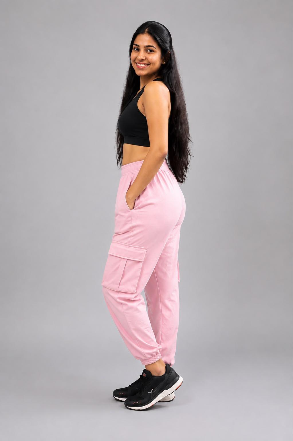 Women’s Soft Pink Cargo Joggers