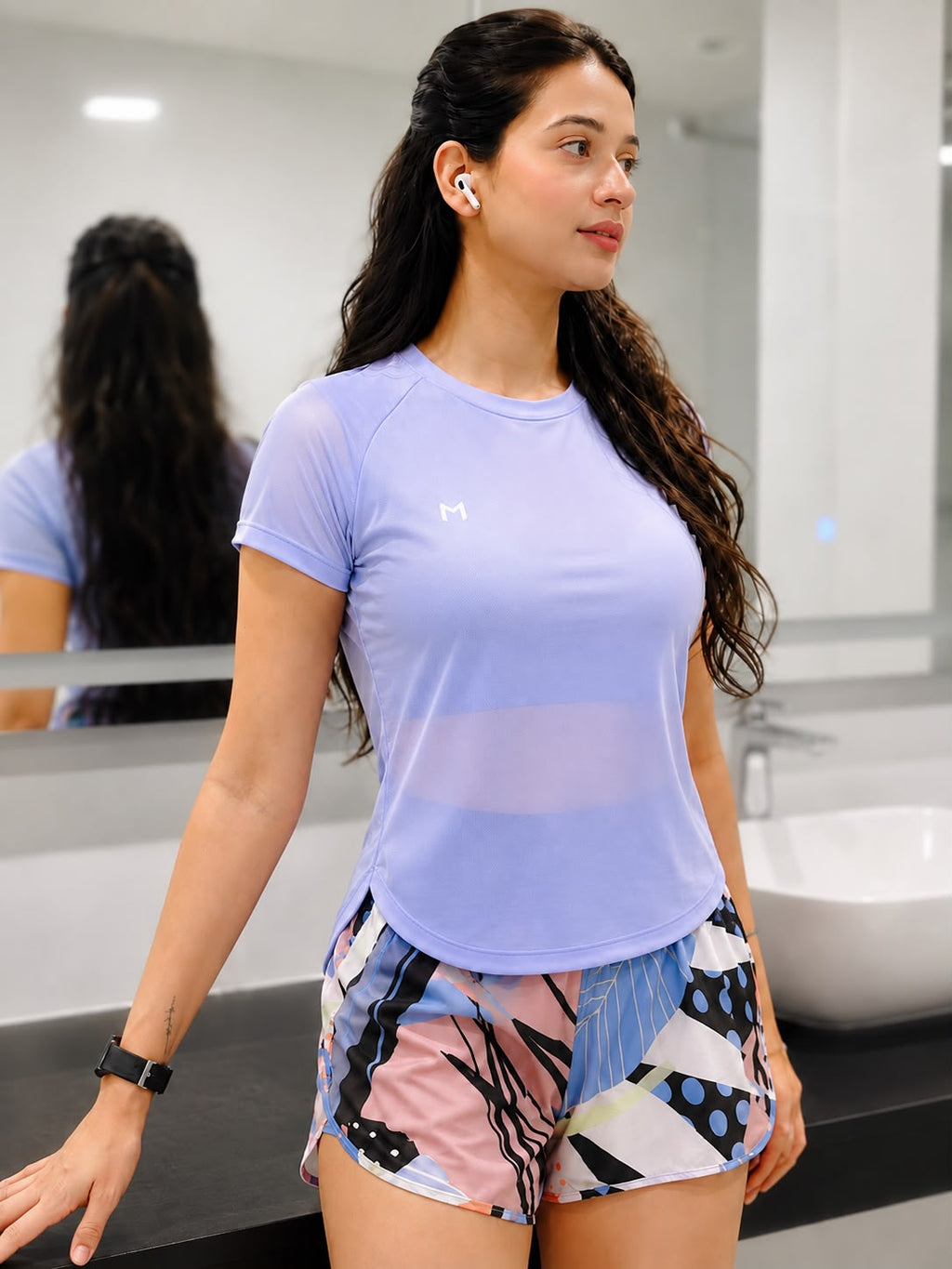 Periwinkle Blue colour mesh tee – Flexible Fit, Breathable Mesh, Stylish Comfort