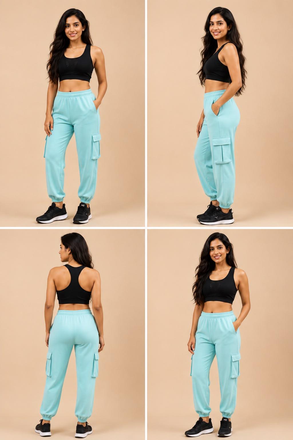 Women’s Aqua Blue Cargo Joggers