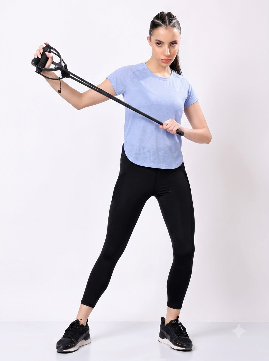 Periwinkle Blue colour mesh tee – Flexible Fit, Breathable Mesh, Stylish Comfort