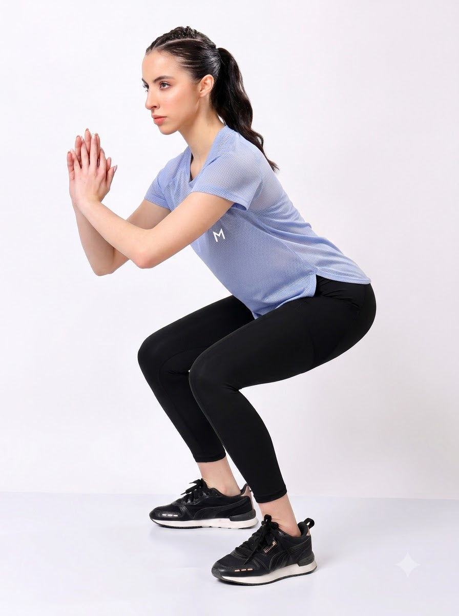 Periwinkle Blue colour mesh tee – Flexible Fit, Breathable Mesh, Stylish Comfort