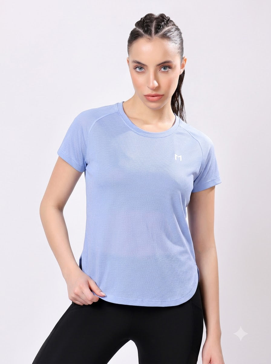 Periwinkle Blue colour mesh tee – Flexible Fit, Breathable Mesh, Stylish Comfort